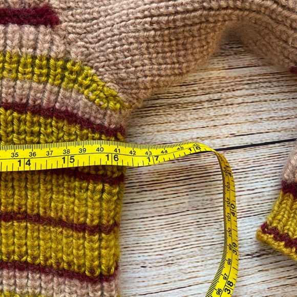 Vintage Hand Knit Pullover Sweater I Women's XS-S | Burgundy & Gold Stripes - Picture 7 of 8
